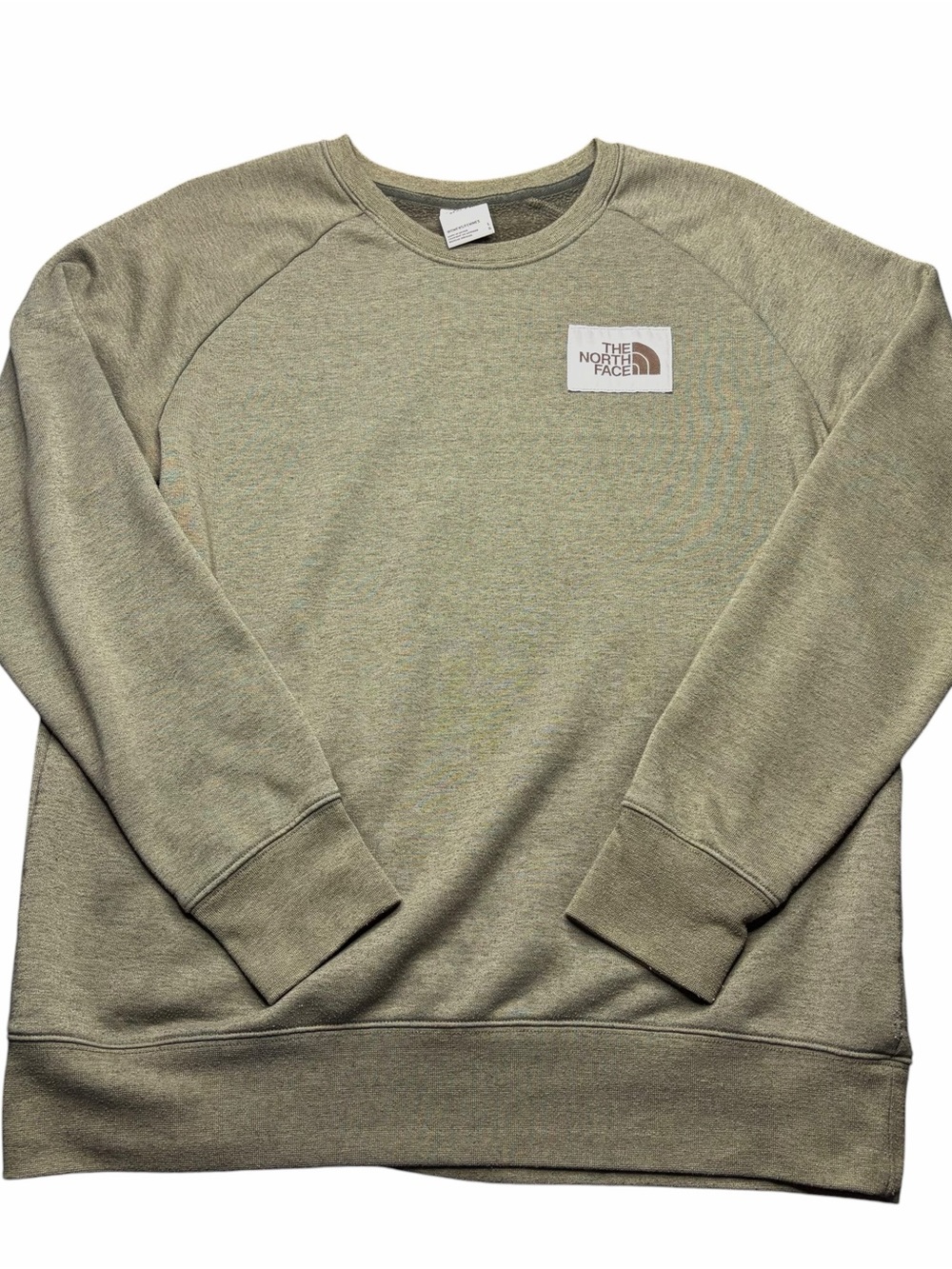 The North Face Sweatshirt Womens L Green Fleece Pullover Crewneck Raglan Patch